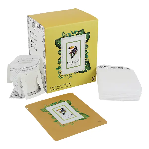 Drip coffee box with filters and outer packaging