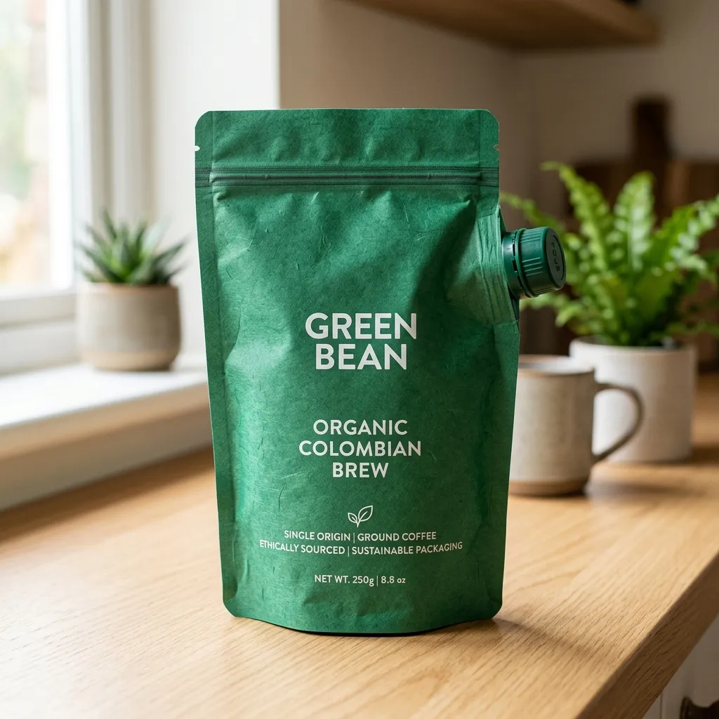 Green_coffee_sachet_on_countertop