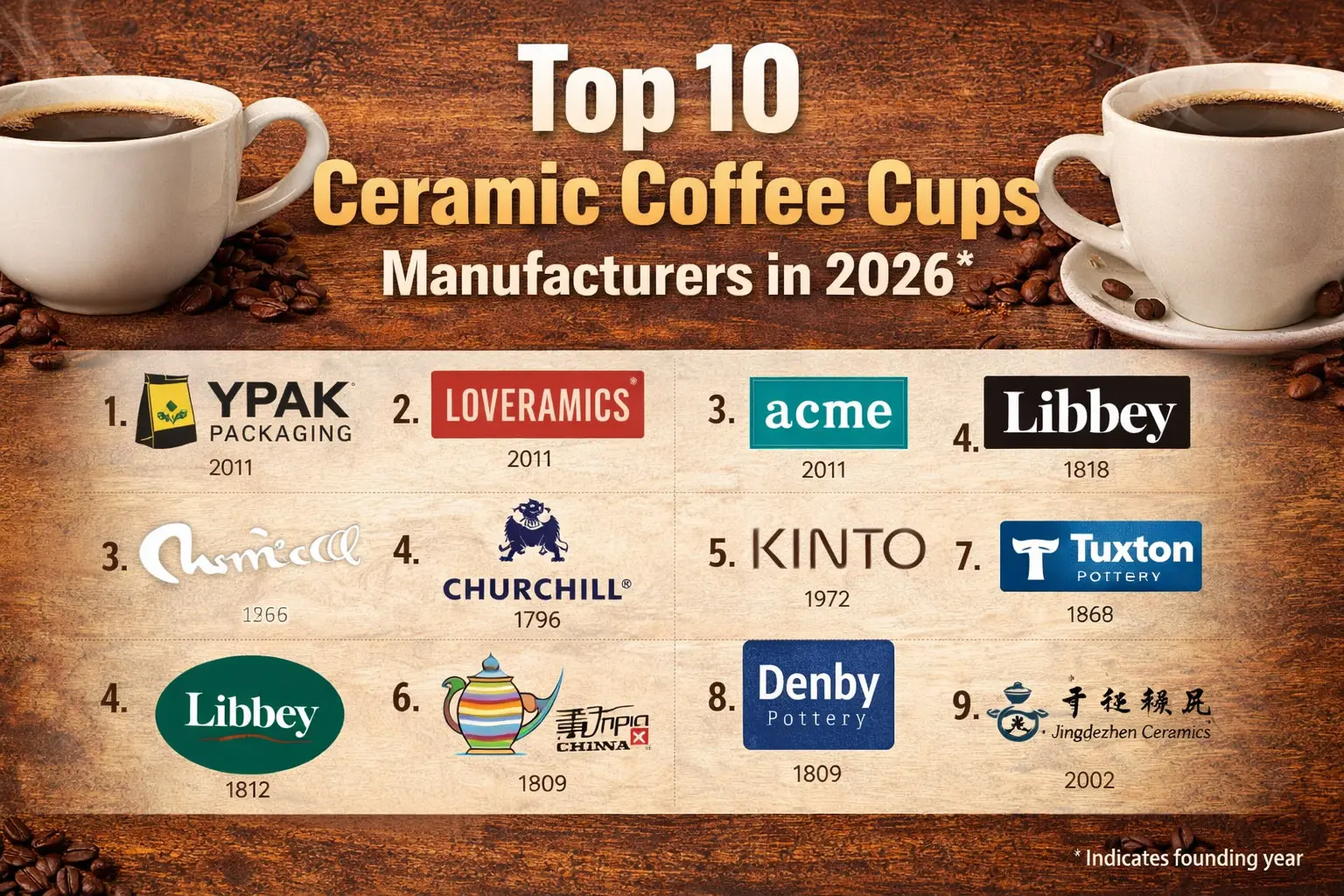 Верх 10 Производители керамических кофейных стаканов в 2026